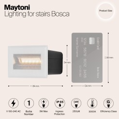 MAYTONI Kinkiet Oświetlenie schodów Bosca 3W LED 250lm 3000K 80 CRI  O045SL-L3W3K