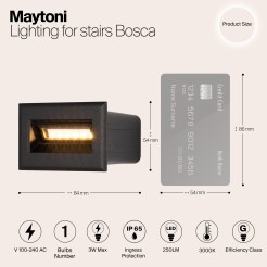 MAYTONI Kinkiet Oświetlenie schodów Bosca 3W LED 250lm 3000K 80 CRI  O045SL-L3B3K