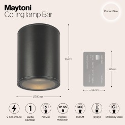 MAYTONI Spot reflektor sufitowy 1punktowy Natynkowy Bar 7W LED 800lm 3000K 80 CRI O306CL-L7GF