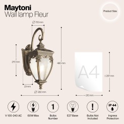 MAYTONI Lampa ścienna (kinkiet) Fleur 60W E27 O414WL-01GB