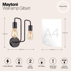 MAYTONI Lampa ścienna (kinkiet) Gilbert 60W E27 T532WL-02B