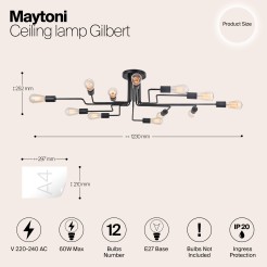 MAYTONI Lampa sufitowa Gilbert 60W E27 T532CL-12B