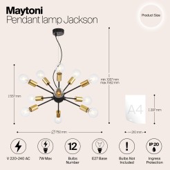 MAYTONI Lampa wisząca Jackson 7W E27 T546PL-12B