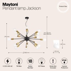 MAYTONI Lampa wisząca Jackson 7W E27 T546PL-18B