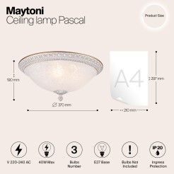 MAYTONI Lampa sufitowa Pascal 40W E27 C908-CL-03-W