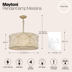 MAYTONI Lampa wisząca Messina 40W E27 H223PL-03G