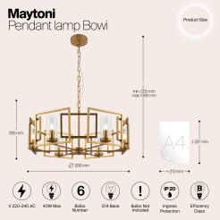 MAYTONI Lampa wisząca Bowi 40W E14 H009PL-06G
