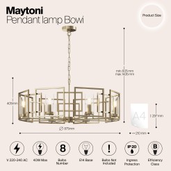 MAYTONI Lampa wisząca Bowi 40W E14 H009PL-08G
