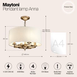 MAYTONI Lampa wisząca Anna 40W E14 H007PL-04G