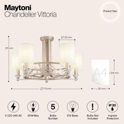 MAYTONI Żyrandol Vittoria 40W E14 H004CL-05BG