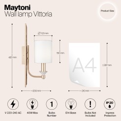 MAYTONI Lampa ścienna (kinkiet) Vittoria 40W E14 H005WL-01BG