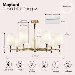 MAYTONI Żyrandol Zaragoza 40W E14 H001CL-07BS