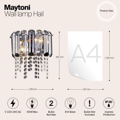 MAYTONI Lampa ścienna (kinkiet) Hail 40W E14 MOD097WL-02CH
