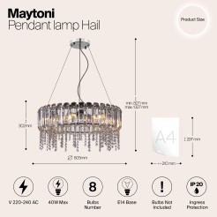 MAYTONI Lampa wisząca Hail 40W E14 MOD097PL-08CH