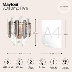 MAYTONI Lampa ścienna (kinkiet) Flare 40W E14 DIA200WL-02G