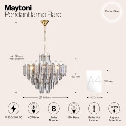 MAYTONI Lampa wisząca Flare 40W E14 DIA200PL-08G