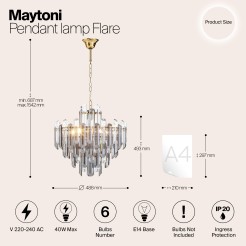 MAYTONI Lampa wisząca Flare 40W E14 DIA200PL-06G