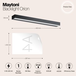MAYTONI Kinkiet Podświetlenie Orion 9W LED 600lm 4000K 80 CRI  MIR011WL-L9B4K