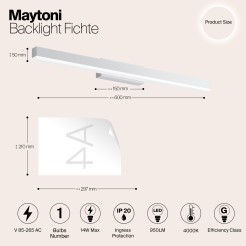 MAYTONI Kinkiet Podświetlenie Fichte 14W LED 950lm 4000K 80 CRI  MIR012WL-L14W4K