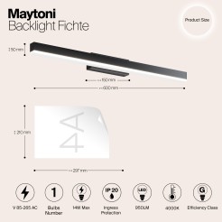 MAYTONI Kinkiet Podświetlenie Fichte 14W LED 950lm 4000K 80 CRI  MIR012WL-L14B4K