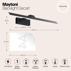 MAYTONI Kinkiet Podświetlenie Decart 12W LED 800lm 4000K 80 CRI  MIR010WL-L12B4K
