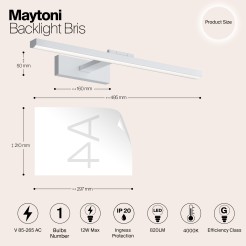 MAYTONI Kinkiet Podświetlenie Bris 12W LED 820lm 4000K 80 CRI  MIR008WL-L12W4K