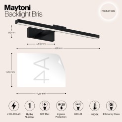 MAYTONI Kinkiet Podświetlenie Bris 12W LED 820lm 4000K 80 CRI  MIR008WL-L12B4K