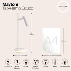 MAYTONI Lampa stołowa Estudo 9W LED 589lm 3000K 81 CRI  Z010TL-L8W3K