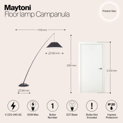 MAYTONI Lampa podłogowa Campanula 60W E27 Z002FL-01B