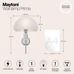 MAYTONI Lampa ścienna (kinkiet) Prima 60W E27 Z034WL-01CH