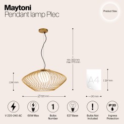 MAYTONI Lampa wisząca Plec 60W E27 P364PL-01G