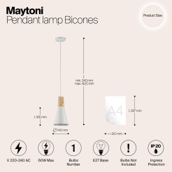 MAYTONI Lampa wisząca Bicones 60W E27 P359-PL-140-W