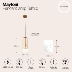 MAYTONI Lampa wisząca Telford 25W G9 P361PL-01G