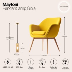 MAYTONI Lampa wisząca Gioia 40W E14 P011PL-01G