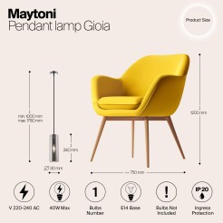MAYTONI Lampa wisząca Gioia 40W E14 P011PL-01CH
