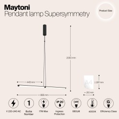 MAYTONI Lampa wisząca Supersymmetry 17W LED 880lm 4000K 80 CRI  P096PL-L11BK