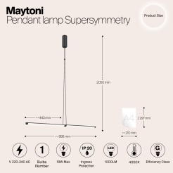 MAYTONI Lampa wisząca Supersymmetry 18W LED 1000lm 4000K 80 CRI Dimmable  P096PL-L11BK1