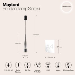 MAYTONI Lampa wisząca Sintesi 12W LED 420lm 3000K 80 CRI  P090PL-L12CH3K