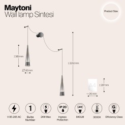 MAYTONI Lampa ścienna (kinkiet) Sintesi 24W LED 840lm 3000K 80 CRI  P090WL-L24CH3K