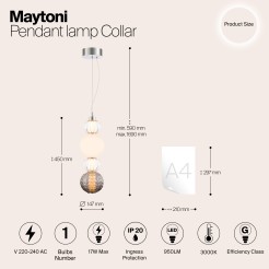 MAYTONI Lampa wisząca Collar 17W LED 950lm 3000K 80 CRI  P069PL-L17CH3K