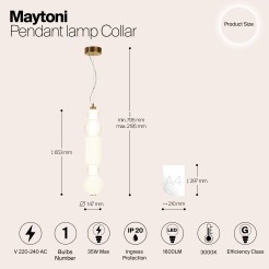 MAYTONI Lampa wisząca Collar 35W LED 1600lm 3000K 80 CRI  P069PL-L35G3K1