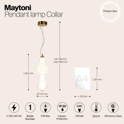 MAYTONI Lampa wisząca Collar 17W LED 950lm 3000K 80 CRI  P069PL-L17G3K