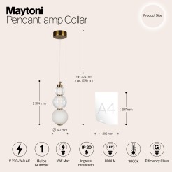 MAYTONI Lampa wisząca Collar 16W LED 800lm 3000K 80 CRI  P069PL-L16G3K