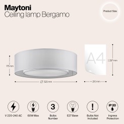 MAYTONI Lampa sufitowa Bergamo 60W E27 MOD617CL-04GR