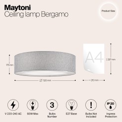 MAYTONI Lampa sufitowa Bergamo 60W E27 MOD613CL-04GR