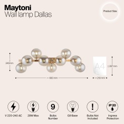 MAYTONI Lampa ścienna (kinkiet) Dallas 28W G9 MOD547WL-09G