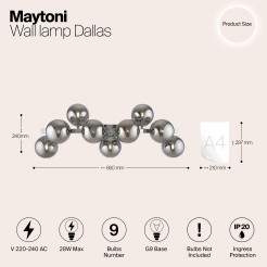 MAYTONI Lampa ścienna (kinkiet) Dallas 28W G9 MOD547WL-09CH