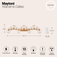 MAYTONI Lampa ścienna (kinkiet) Dallas 28W G9 MOD547WL-13G
