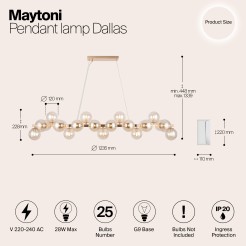 MAYTONI Lampa wisząca Dallas 28W G9 MOD547PL-25G