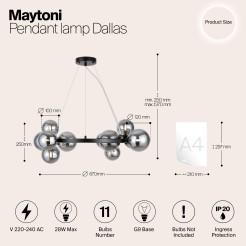 MAYTONI Lampa wisząca Dallas 28W G9 MOD545PL-11B